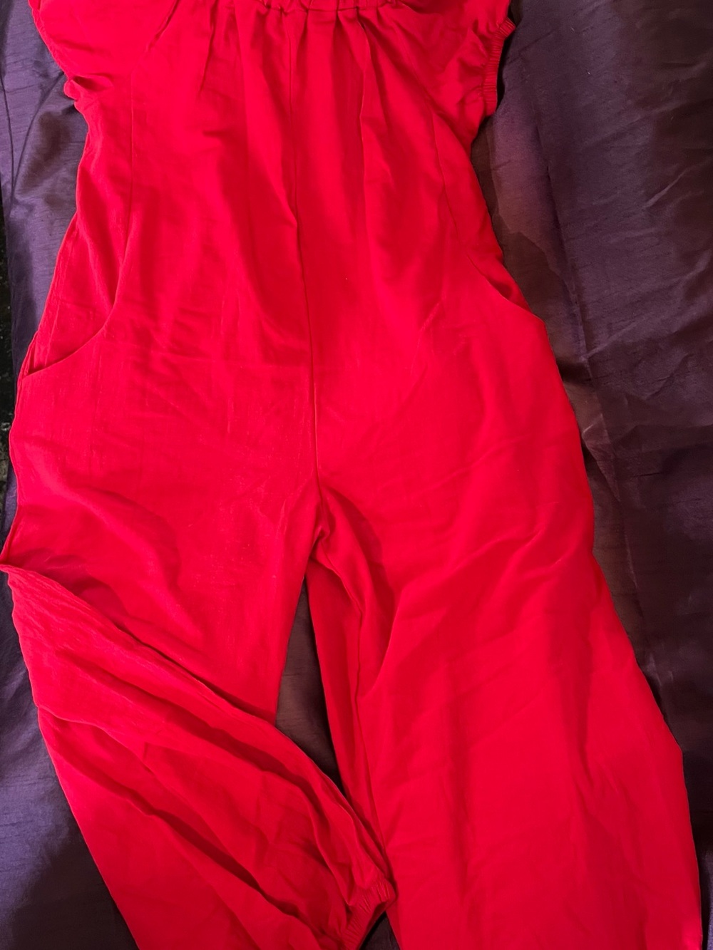 Red Women's Jumpsuit - Casual Relaxed Fit